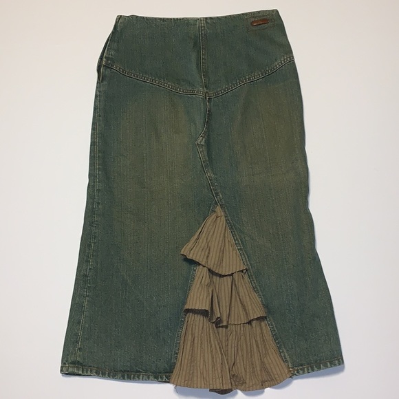 Mango Ruffled Insert Jean Skirt - Women’s Size 2 - Picture 3 of 11